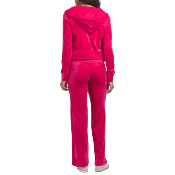 NWT‎ Juicy Couture Luxe Women Pink Velour Rhinestone Heart Track Set Size Large - Picture 2 of 15
